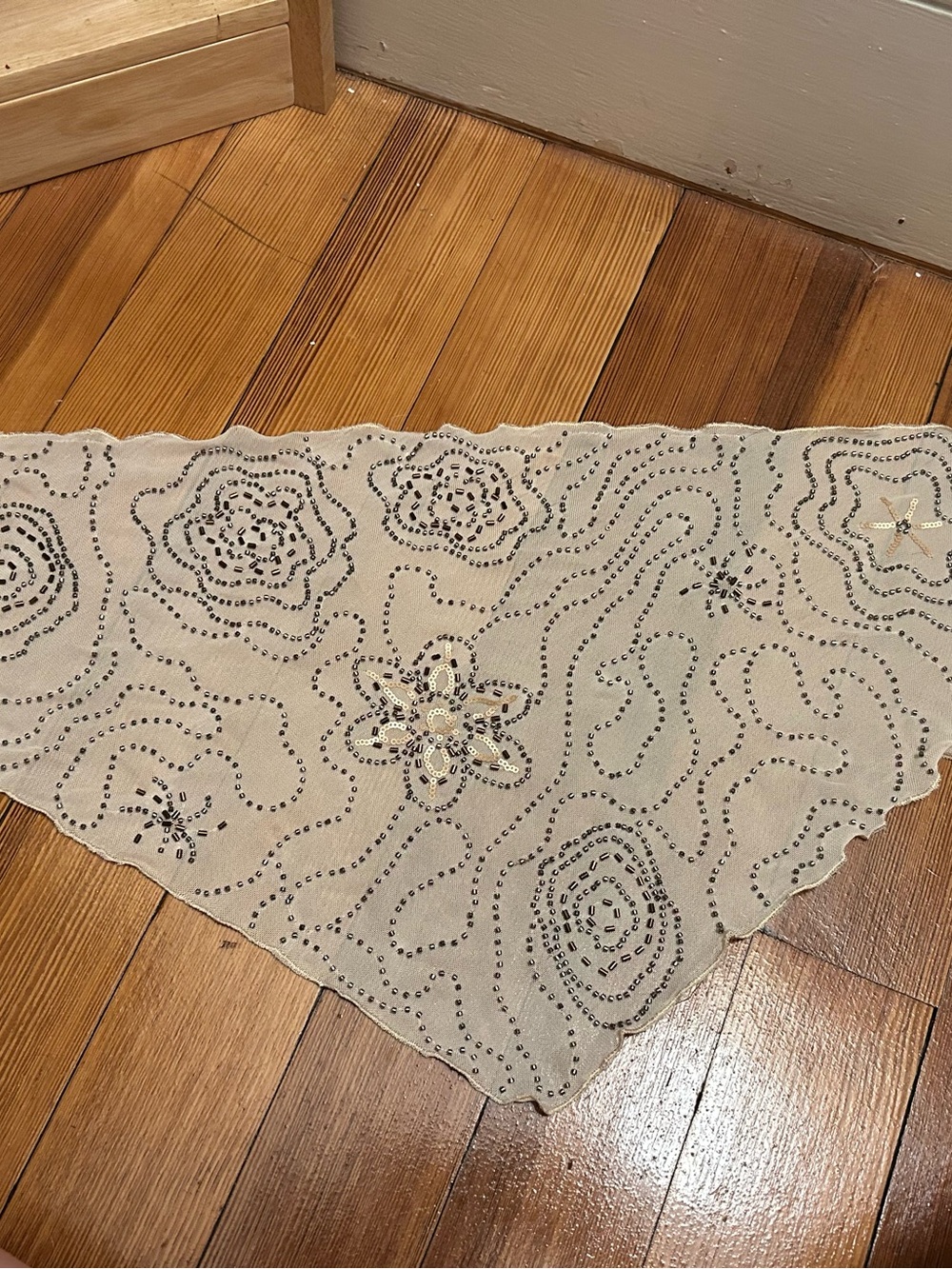 Beaded tan head scarf